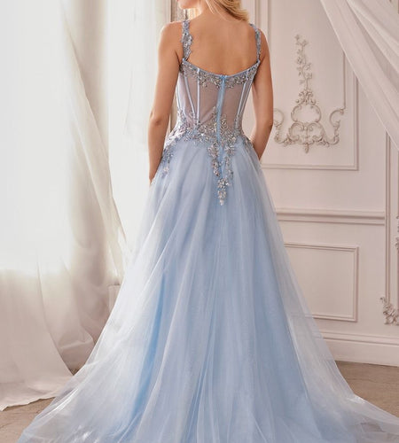 Embellished A-Line Tulle Ball Gown