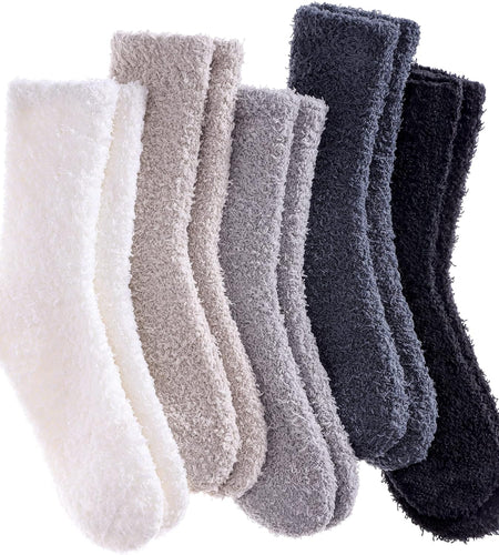 5/6 Pairs Womens Super Soft Fuzzy Plush Warm Winter Home Sleeping Slipper Socks