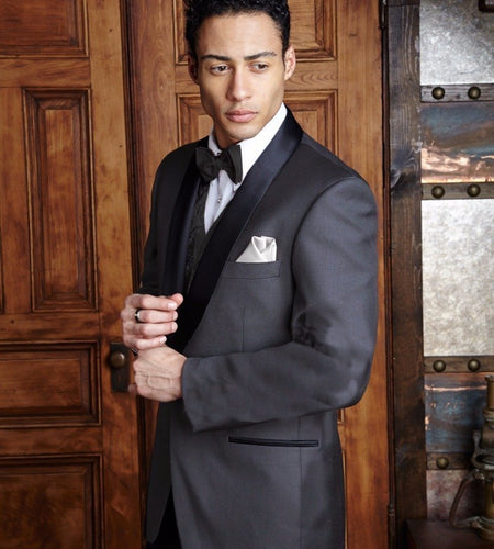 "Bradford" Steel Grey Tuxedo Jacket Shawl (Separates)