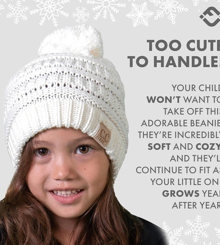 Kids Beanie Baby Toddler Cable Knit Children’S Pom Winter Hat