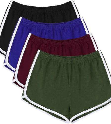 4 Pack Yoga Short Pants Cotton Sports Shorts Gym Dance Workout Shorts Dolphin Running Athletic Shorts for Women