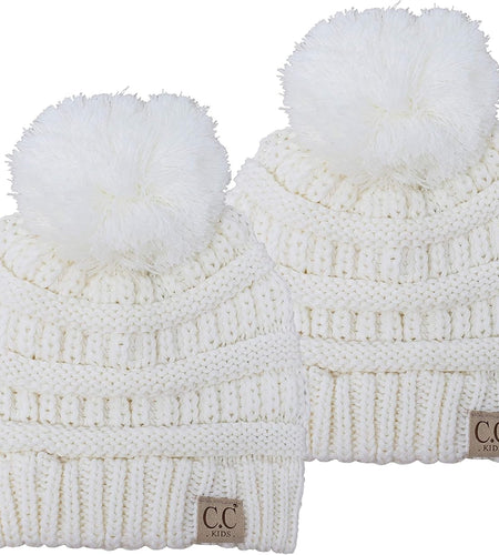 Kids Beanie Baby Toddler Cable Knit Children’S Pom Winter Hat