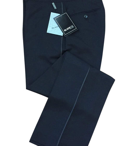 "Logan" Black Luxury Wool Blend Tuxedo Pants